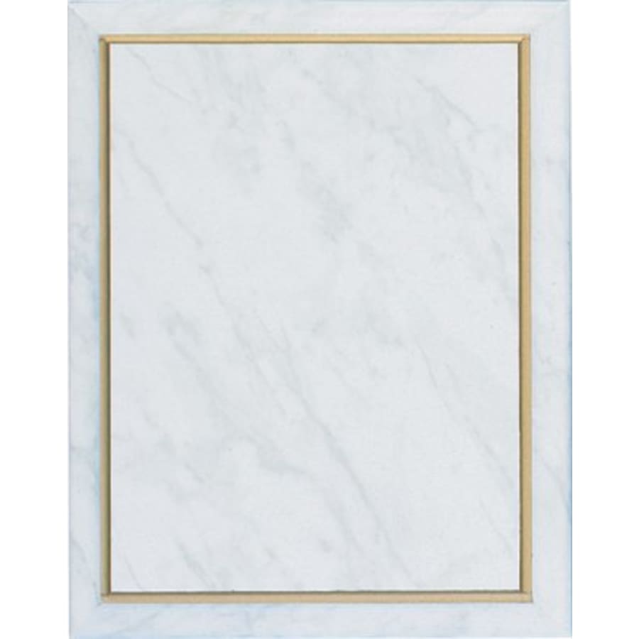 Marble, Color and Black Finish Plaque Boards, Blank - 8" x 10" White Marble Finish Plaque with Gold Cove Edge