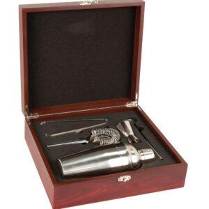 Personalized Martini Set in Rosewood Finish Box - Rosewood Finish Martini Set