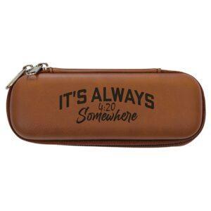 Personalized Medication Case, Faux Leather Travel Case - Small, 7" x 2 1/2" x 1 3/4", Rawhide