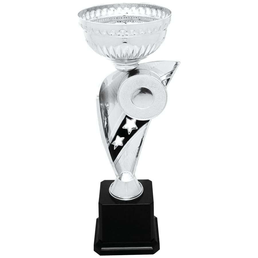 Metal Trophy Cups, Bowls, Easy Cups and Lids (Single, 5 or 10) - 11" Silver Banner Easy Cup Kit