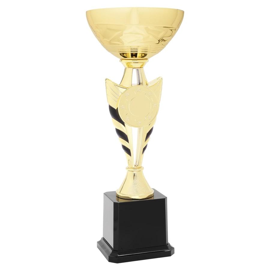 Metal Trophy Cups, Bowls, Easy Cups and Lids (Single, 5 or 10) - 12 1/2" Gold Winged Easy Cup Kit