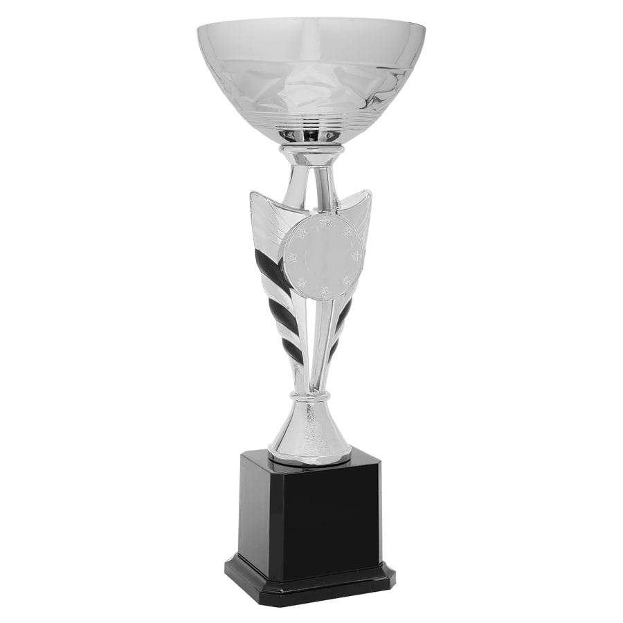 Metal Trophy Cups, Bowls, Easy Cups and Lids (Single, 5 or 10) - 13 3/4" Silver Winged Easy Cup Kit