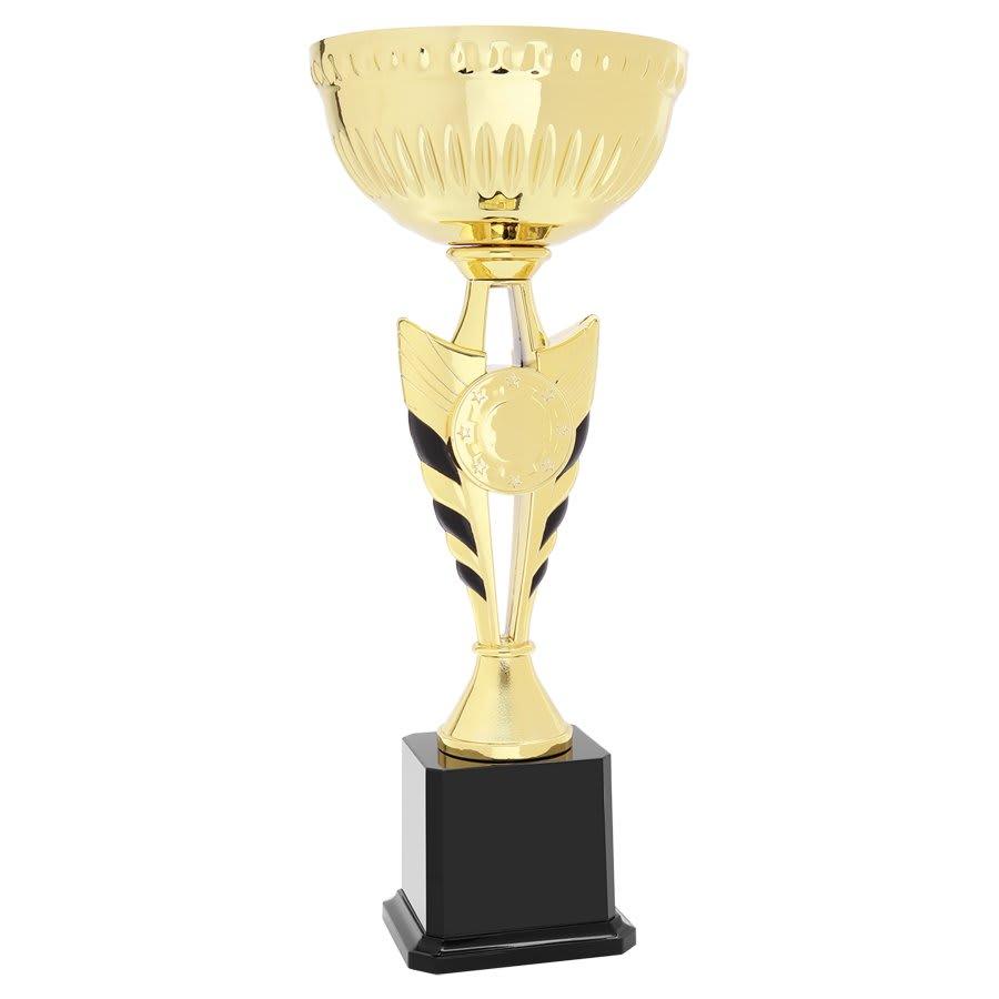 Metal Trophy Cups, Bowls, Easy Cups and Lids (Single, 5 or 10) - 15 1/4" Gold Winged Easy Cup Kit