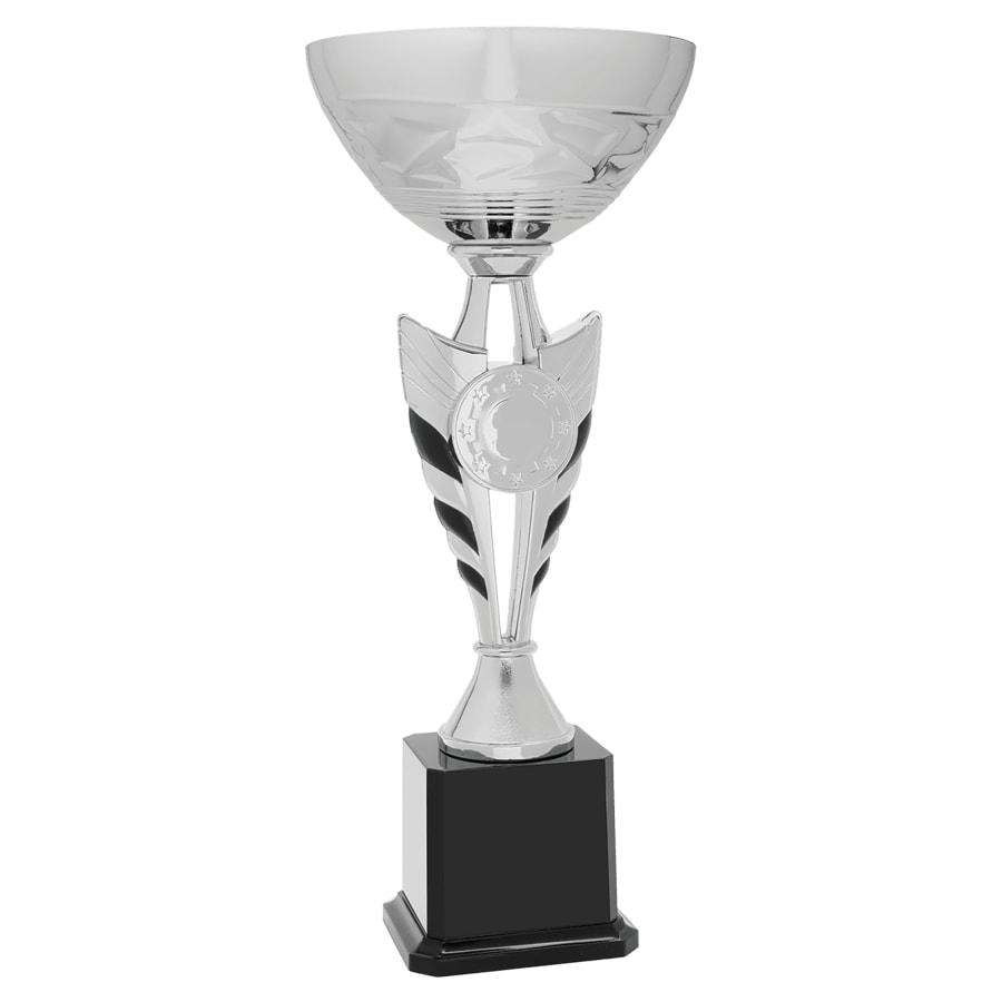 Metal Trophy Cups, Bowls, Easy Cups and Lids (Single, 5 or 10) - 15 1/4" Silver Winged Easy Cup Kit
