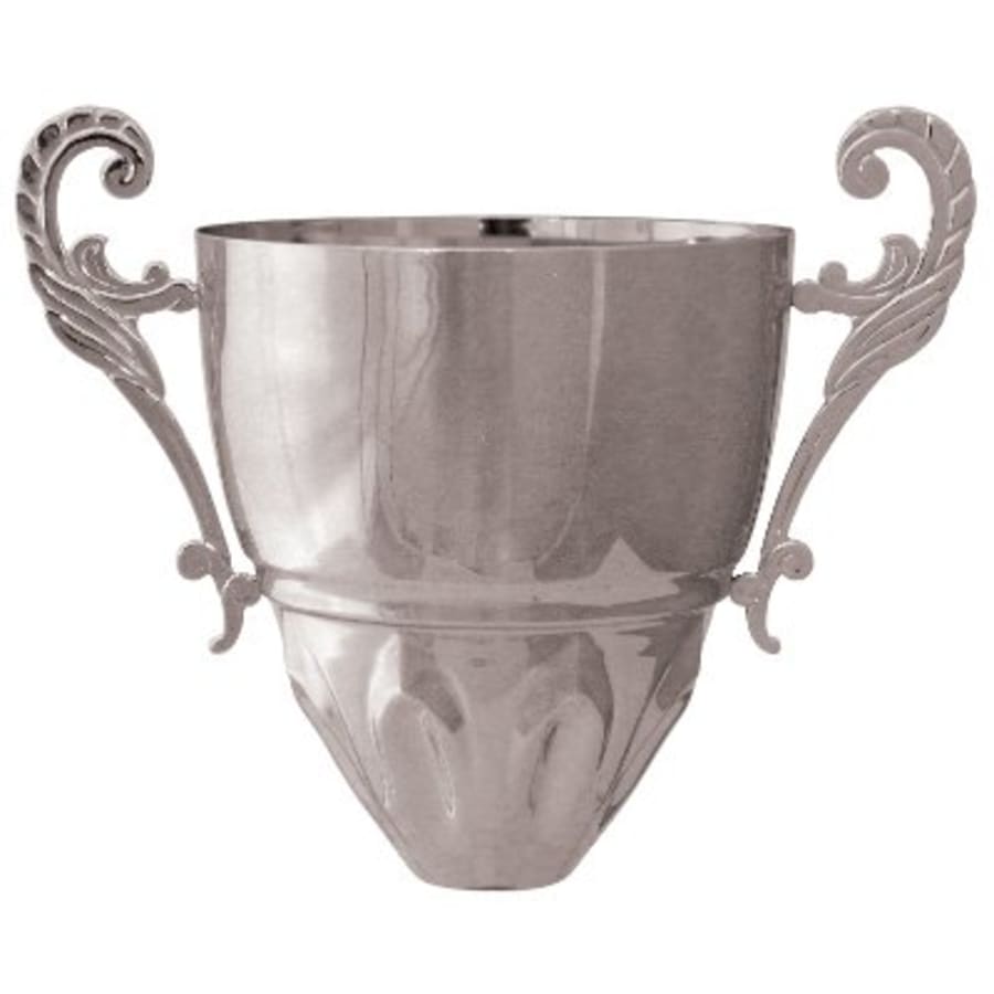 Metal Trophy Cups, Bowls, Easy Cups and Lids (Single, 5 or 10) - 6" Silver Metal Cup Bowl with Handle