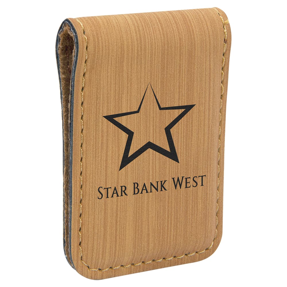 Personalized Faux Leather Money Clip - Bamboo