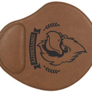 Personalized Mouse Pad, Engraved Faux Leather - Dark Brown