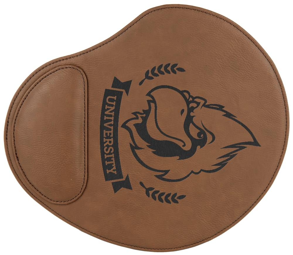 Personalized Mouse Pad, Engraved Faux Leather - Dark Brown