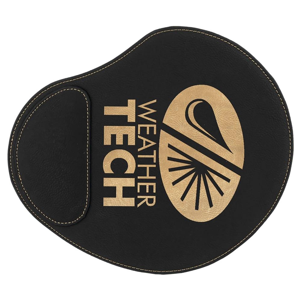 Personalized Mouse Pad, Engraved Faux Leather - Black/Gold