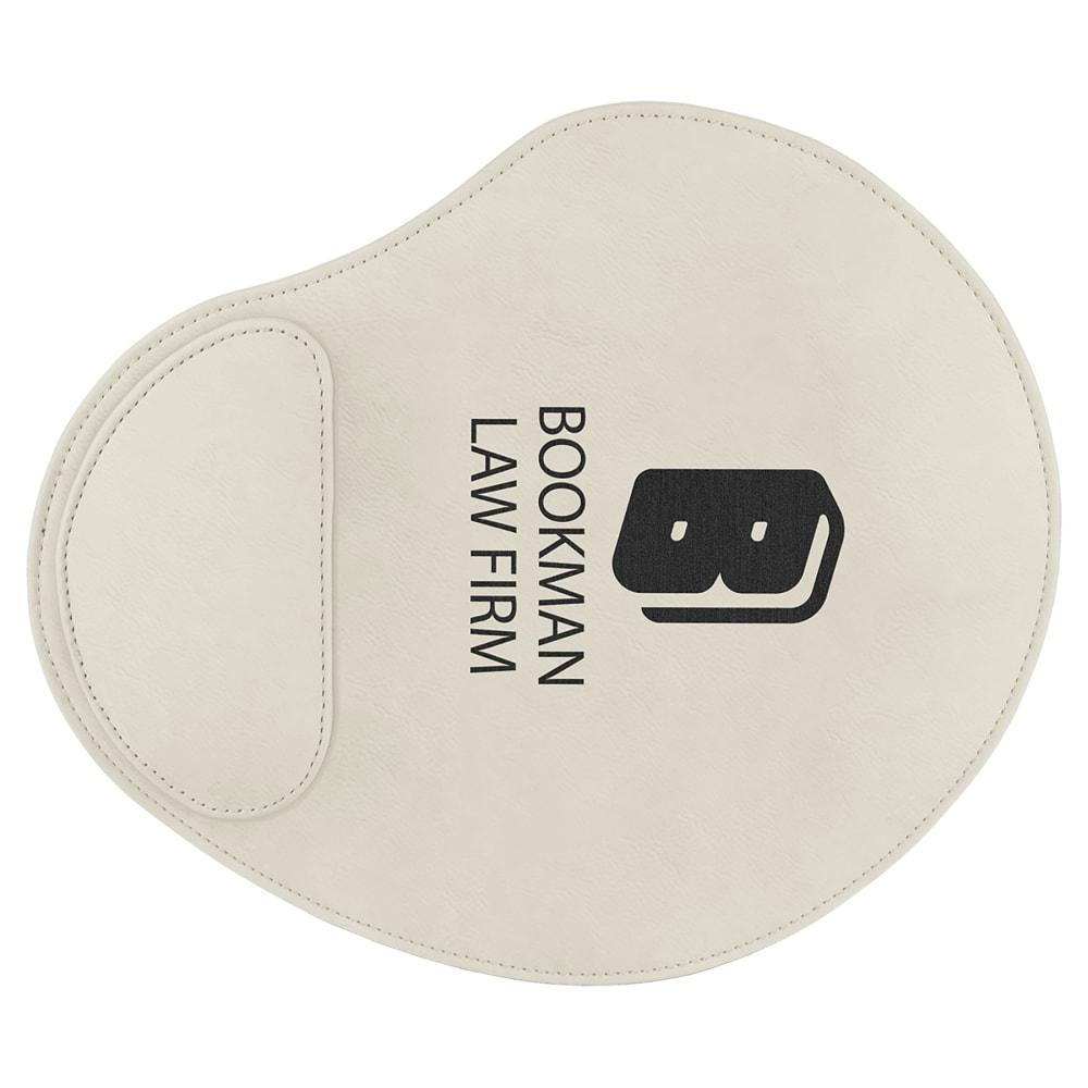 Personalized Mouse Pad, Engraved Faux Leather - White