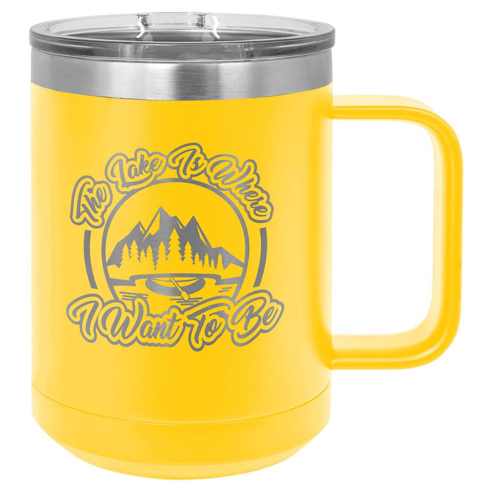 Personalized Polar Camel 15 oz. Insulated Coffee Mug - Yellow