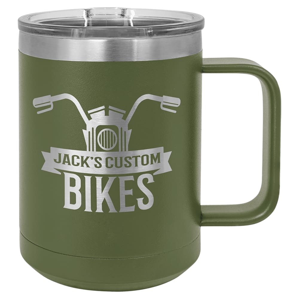 Personalized Polar Camel 15 oz. Insulated Coffee Mug - Olive Green