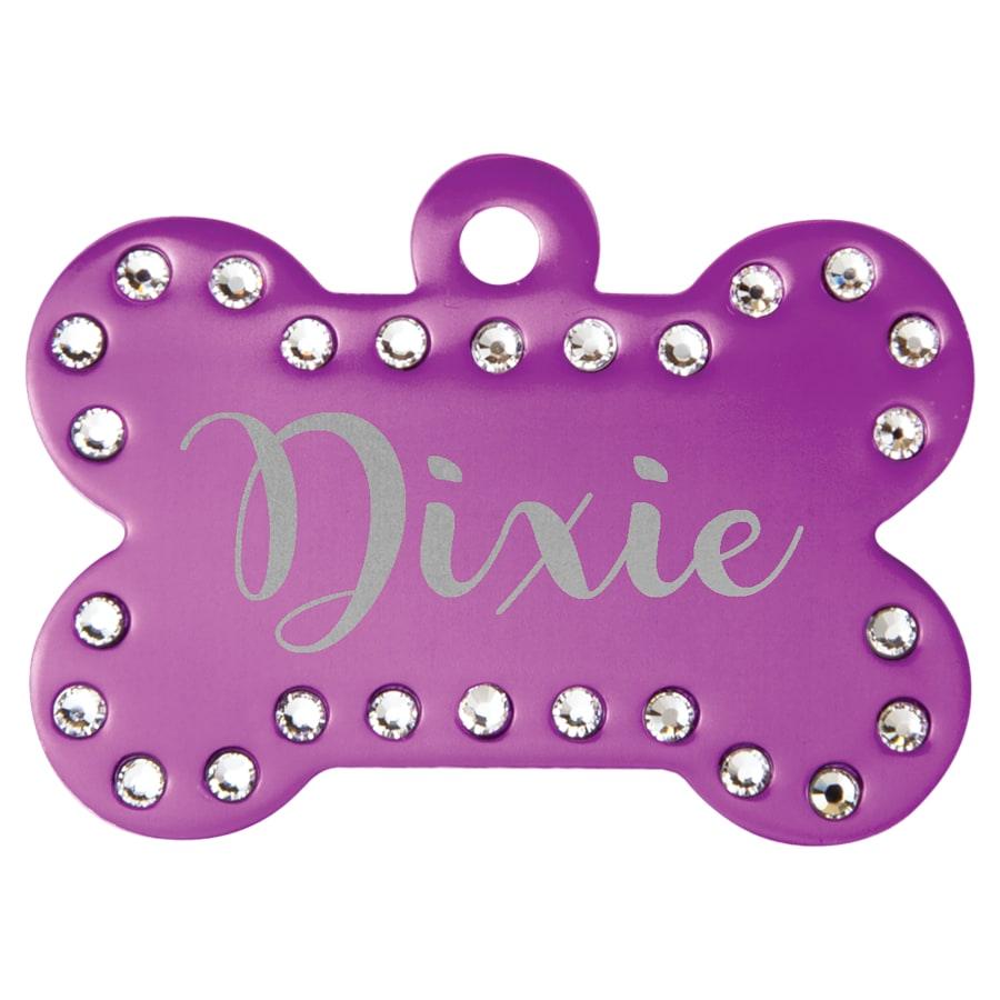 Name Badge Blanks, Large Perpetual Plates and Anodized Tags - 1 1/2" x 1" Purple Laserable Anodized Aluminum Bling Bone with Tab