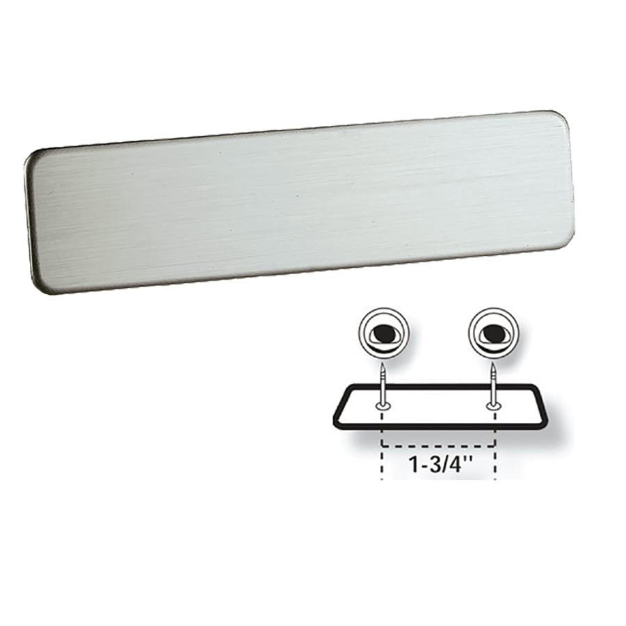 Name Badge Blanks, Large Perpetual Plates and Anodized Tags - 2 3/8" x 1/2" Satin Nickel Silver Name Badge Blank with Fused Posts