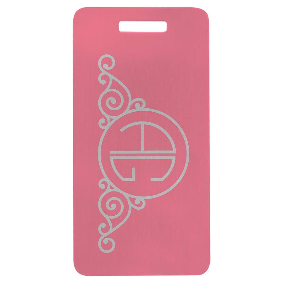 Name Badge Blanks, Large Perpetual Plates and Anodized Tags - 3 7/8" x 2" Pink Anodized Aluminum Luggage Tag