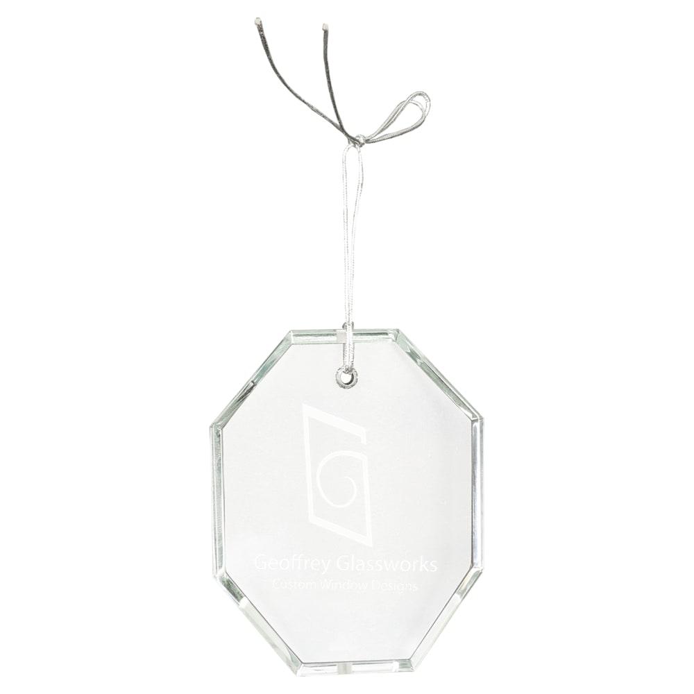 Personalized Crystal Christmas Ornament, Gift Boxed - Faceted Octagon, 3 1/2"