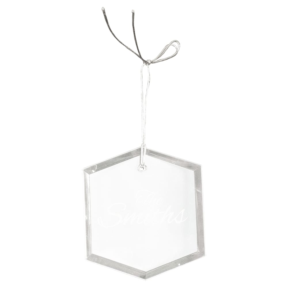 Personalized Crystal Christmas Ornament, Gift Boxed - Faceted Hexagon, 3"