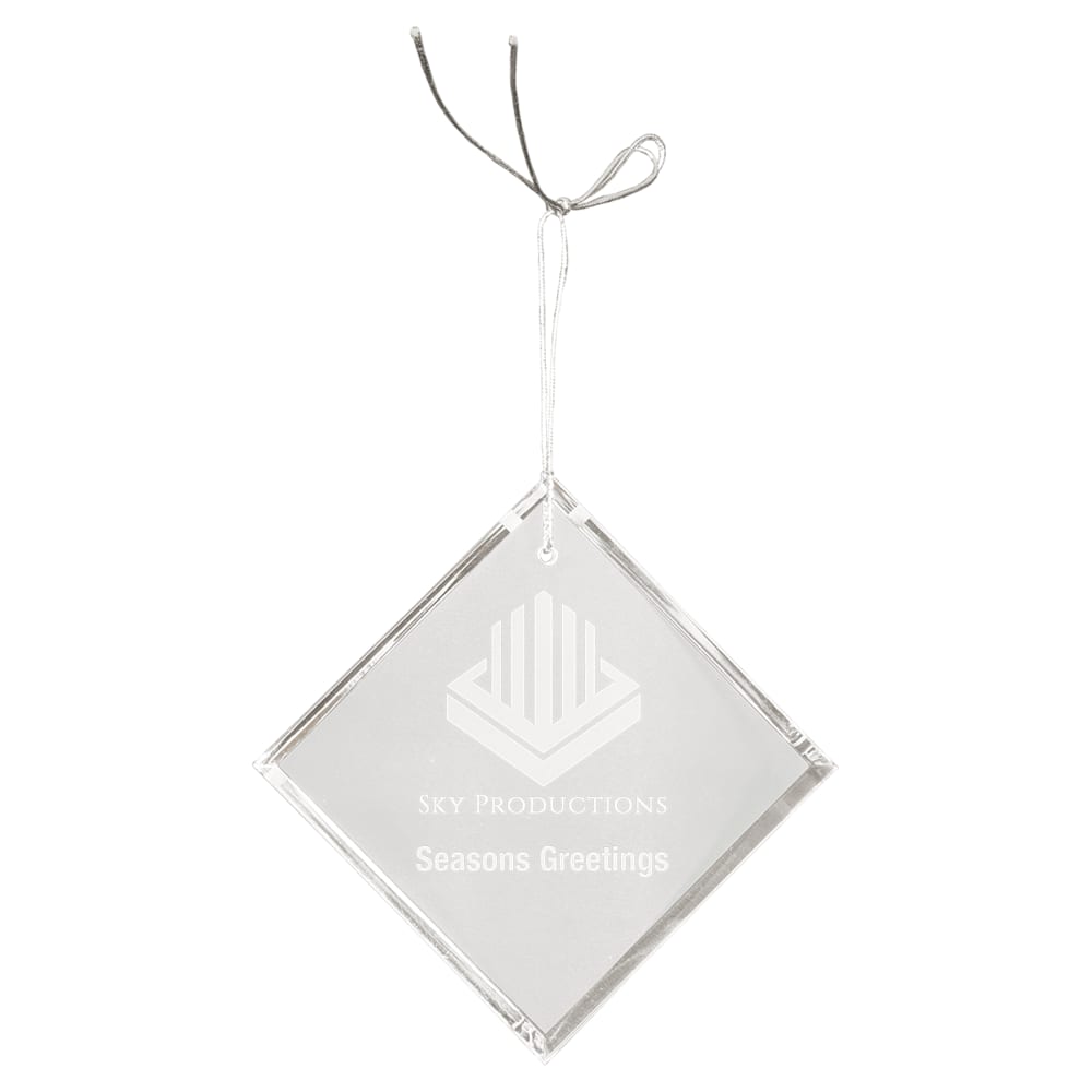 Personalized Crystal Christmas Ornament, Gift Boxed - Faceted Diamond, 3"