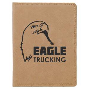 Personalized Passport Holder, Engraved Faux Leather - Light Brown