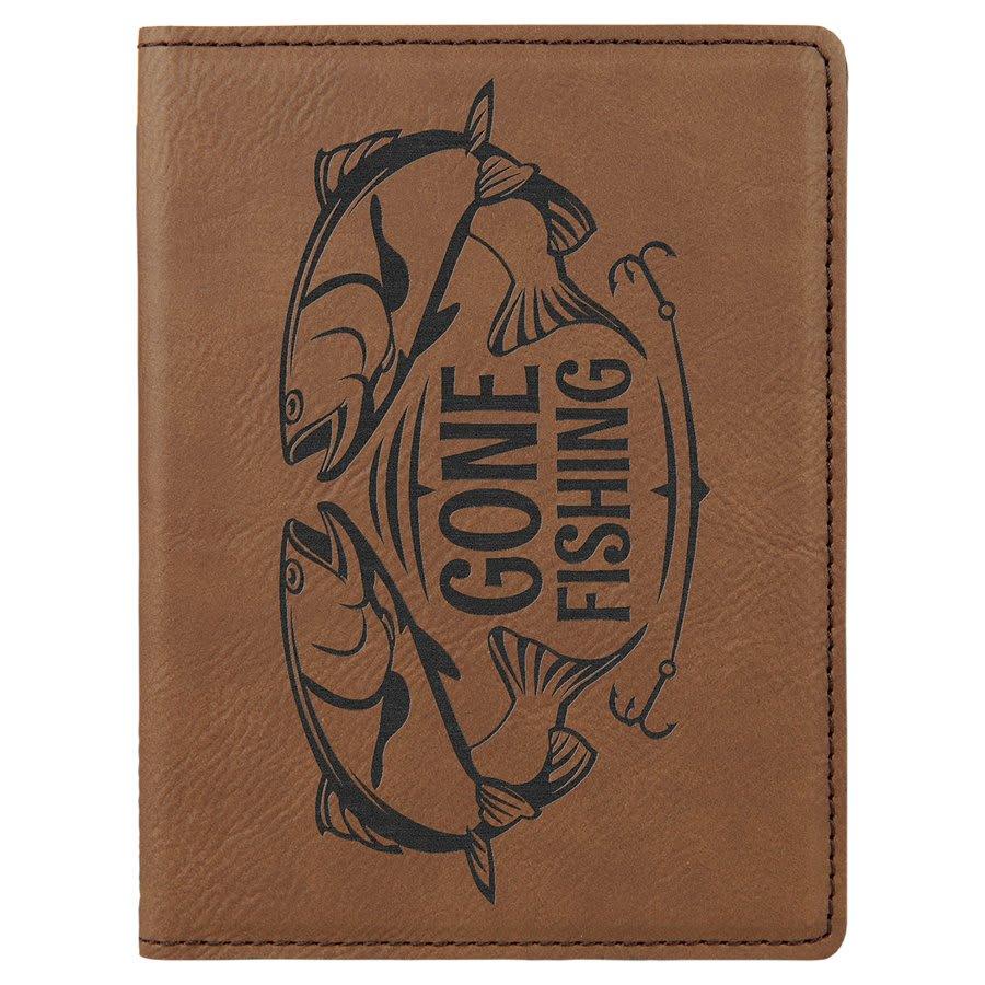 Personalized Passport Holder, Engraved Faux Leather - Dark Brown