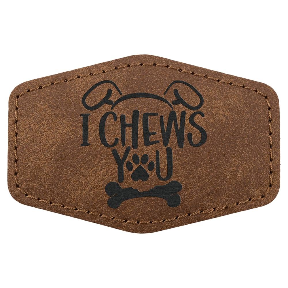 Custom Hexagon Hat Patches, Engraved Faux Leather - 3" x 2", Dark Brown