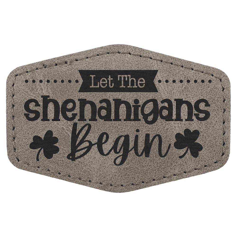 Custom Hexagon Hat Patches, Engraved Faux Leather - 3" x 2", Gray