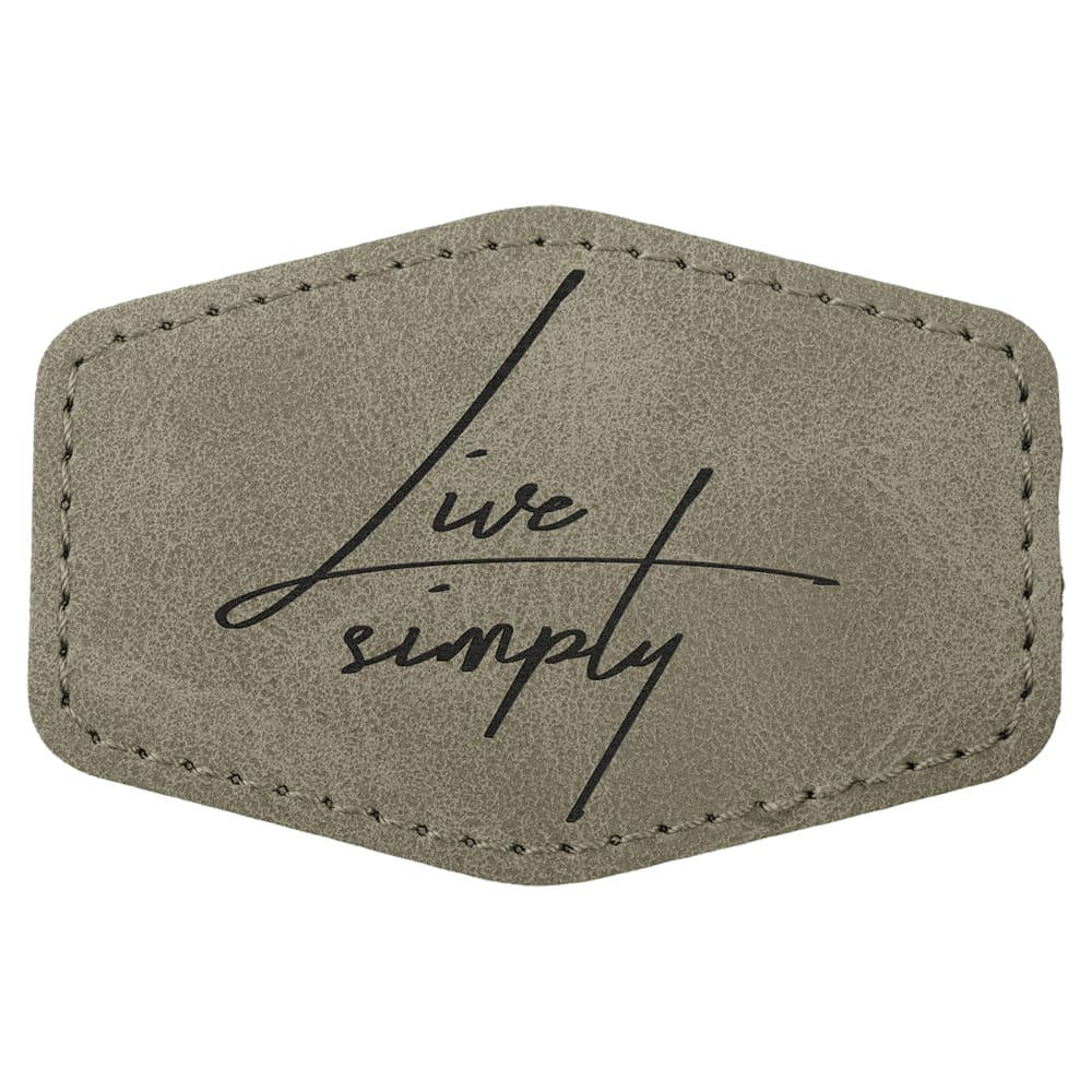 Custom Hexagon Hat Patches, Engraved Faux Leather - 3" x 2", Light Green