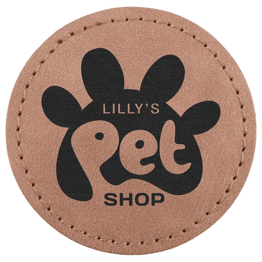 Custom Round Hat Patches, Engraved Faux Leather - 2 1/2", Blush