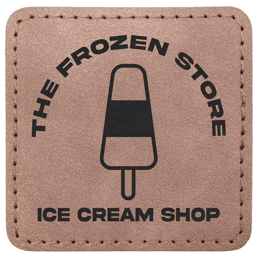 Custom Square Hat Patches, Engraved Faux Leather - 2 1/2" x 2 1/2", Blush