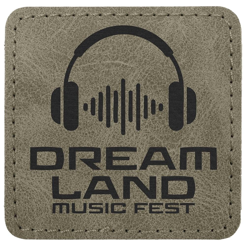 Custom Square Hat Patches, Engraved Faux Leather - 2 1/2" x 2 1/2", Light Green