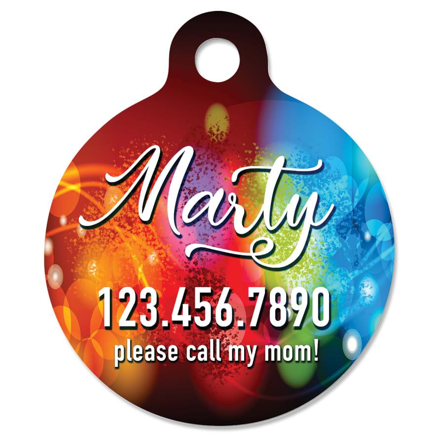Perpetual Plates, Die-Cut Discs and Sublimation Tags (Packs) - 1 1/4" Gloss White Sublimatable Aluminum Round Pet Tag with Tab