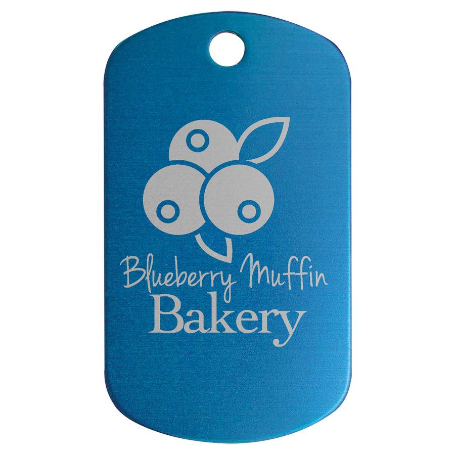 Perpetual Plates, Die-Cut Discs and Sublimation Tags (Packs) - 1" x 2" Blue Anodized Aluminum G.I. Tag