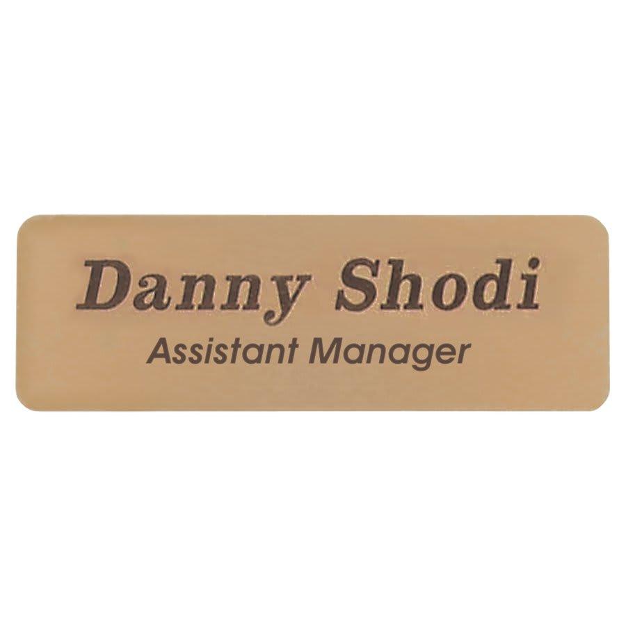 Perpetual Plates, Die-Cut Discs and Sublimation Tags (Packs) - 2 3/4" x 7/8" Gold Brass Name Badge Plate