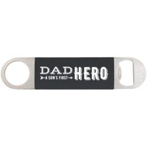 Personalized 1 1/2" x 7" Black/White Bottle Opener with Silicone Grip