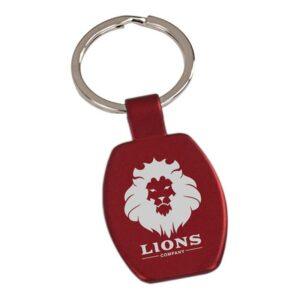 Personalized 1 5/8" Red Rectangle Keychain