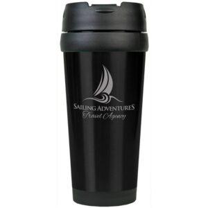 Personalized 16 oz. Black Stainless Steel Travel Mug without Handle
