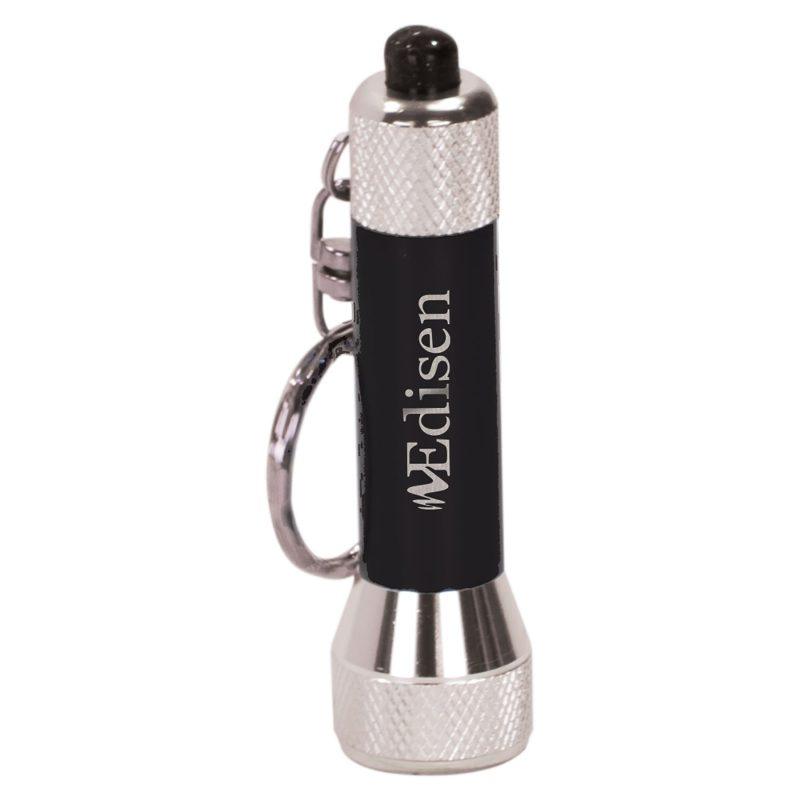Personalized 2 3/4" Black 5-LED Flashlight with Keychain