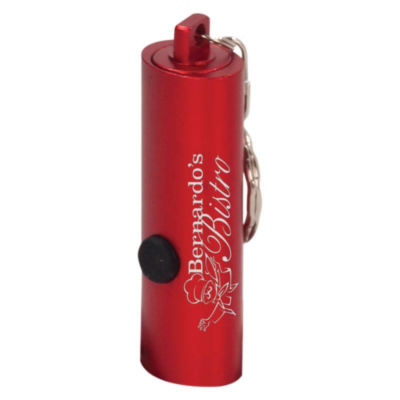 Personalized 2 3/8" Red 3-LED Flashlight with Keychain