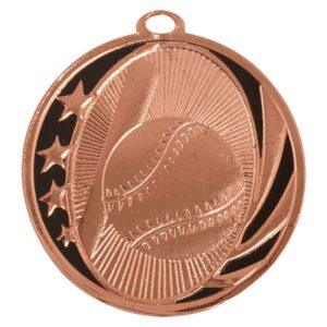 Personalized 2" Bright Bronze Baseball/Softball Laserable MidNite Star Medal