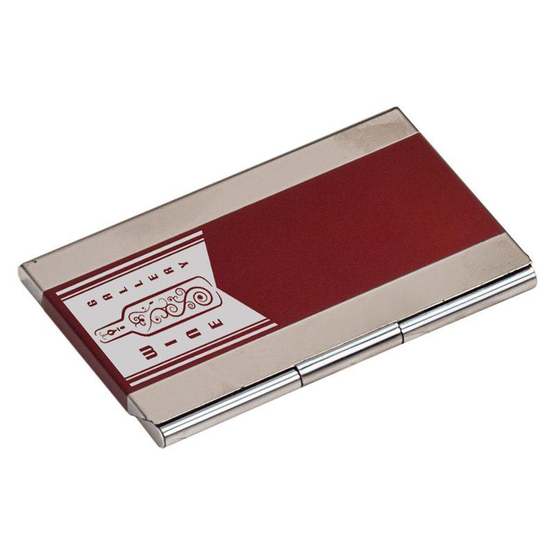 Personalized 3 3/4" x 2 1/2" Red Business Card Holder