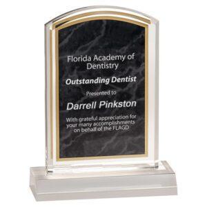 Personalized 4" x 6" Black Marbleized Acrylic with 5" Base