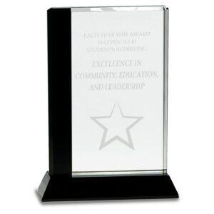 Personalized 6 1/2" x 9" Black Edge Crystal on Black Base