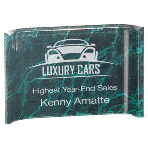 Personalized 6" x 4" Green Marbleized Acrylic Crescent