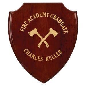 Personalized 7 1/4" x 8 3/4" Rosewood Piano Finish Shield Plaque