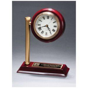 Personalized 7" x 9" Rail Station Style Desk Clock on Rosewood Finish High Gloss Base, Black Plate