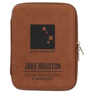 Personalized 8 1/2" x 6" x 1 3/4" Rawhide Faux Leather Cord Case
