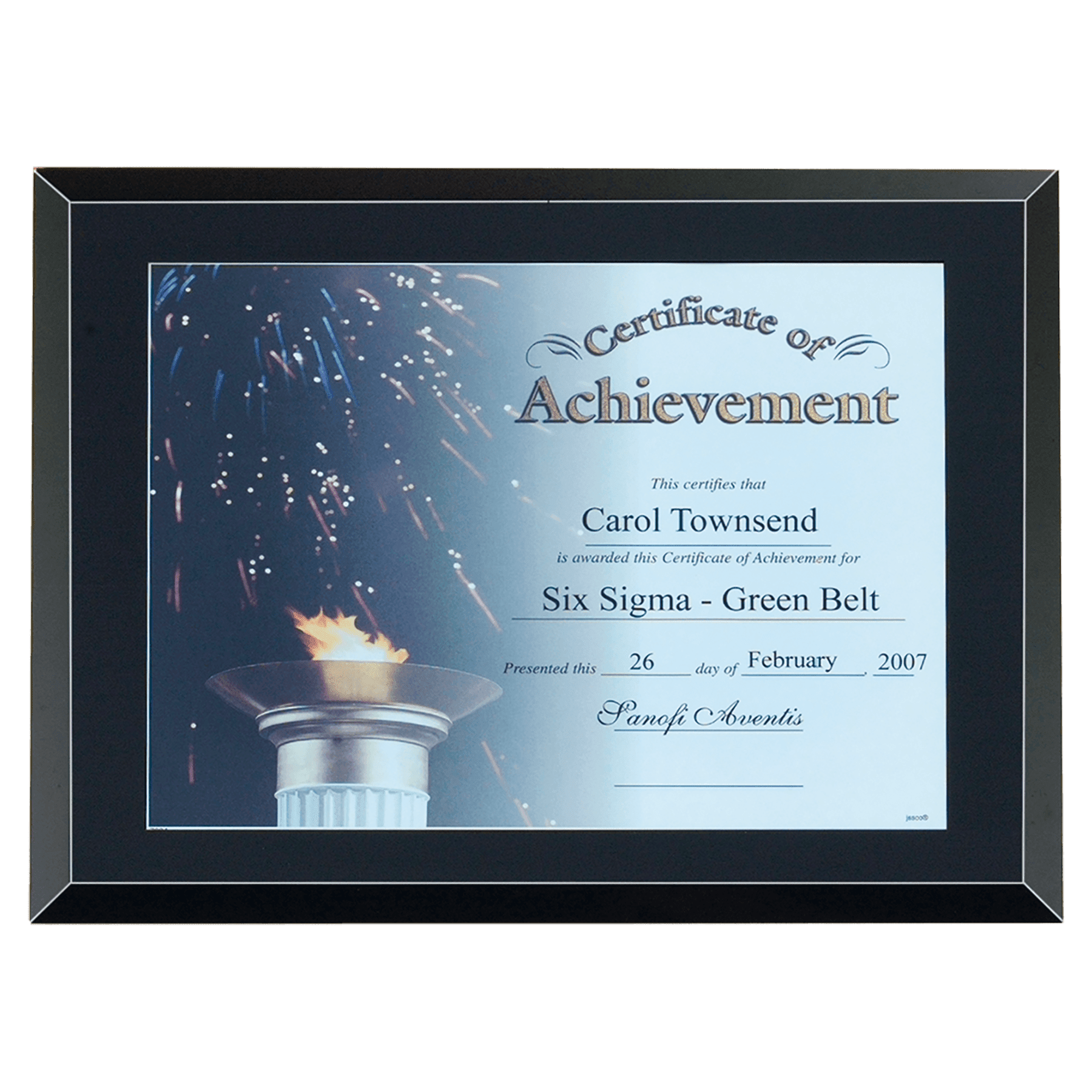 Personalized Certificate Plaque (Holds 8 1/2" x 11") – Black Glass, 11" x 14"