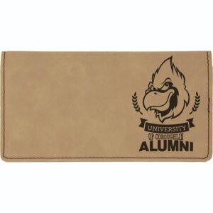 Personalized Checkbook Cover, Engraved Faux Leather - Light Brown