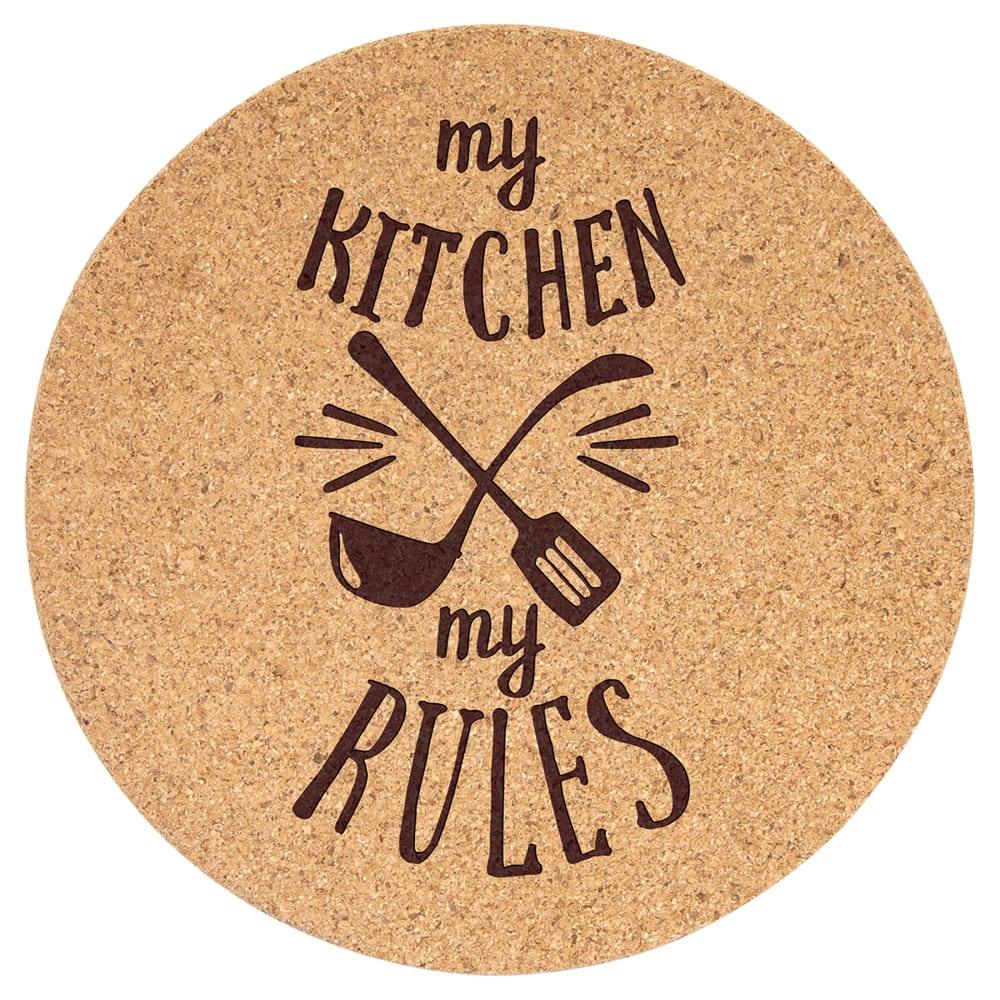 Personalized Cork Trivet, Engraved - Round 7 1/2"