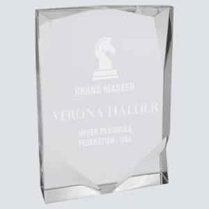 Personalized Crystal Award, Beveled Rectangle, Triangle or Tower - Beveled Rectangle, 4 1/2" x 6 1/2"